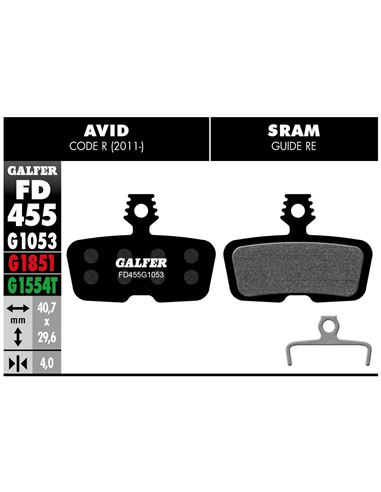 PASTILLAS DE FRENO 455 STANDARD/ AVID/SRAM CODE R 2011, GUI