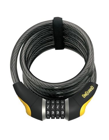 CANDADO ESPIRAL ONGUARD DOBERMAN COMBINACION 185 CM X 12 MM