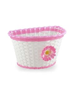 CESTA DELANTERA INFANTIL DE MIMBRE BLANCA Y ROSA